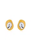 Oscar De La Renta Hammered Oval Stone Earrings In Gold