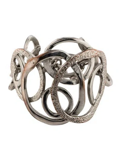 Pre-owned Oscar De La Renta Hammered Toggle Link Bracelet, 6.5" In Multicolor