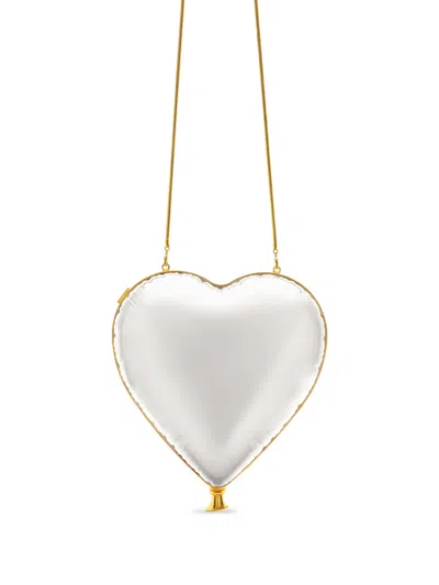 Oscar De La Renta Heart Ballon Clutch Mit Kette In White