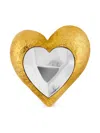 Oscar De La Renta Hammered Heart Brooch In Gold