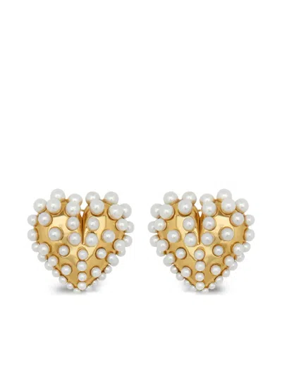Oscar De La Renta Ohrclips In Herzform In Gold