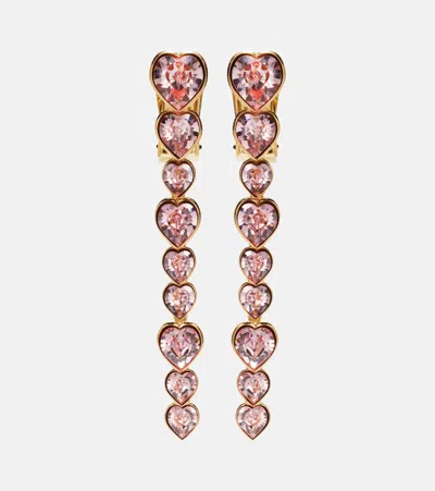 Oscar De La Renta Heart Crystal-embellished Clip-on Earrings In Multi