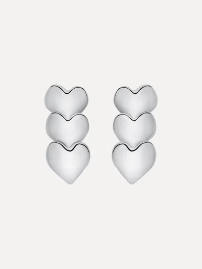 Oscar De La Renta Heart Drop Clip-on Earrings In Silver
