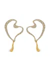 Oscar De La Renta Wire Heart Pavé Earrings In Gold