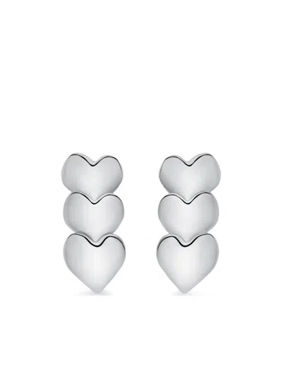 Oscar De La Renta Heart Drop Clip-on Earrings In Silver