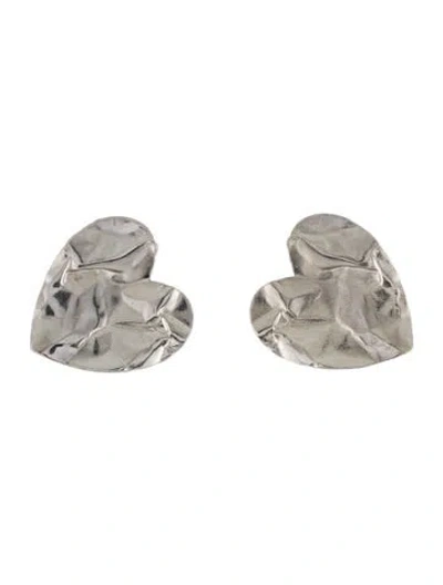 Pre-owned Oscar De La Renta Heart Earrings In Multi