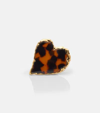 Oscar De La Renta Heart Embellished Ring In Brown