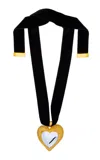 Oscar De La Renta Heart On Velvet Rope Necklace In Multi