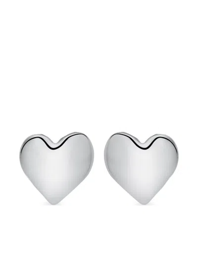 Oscar De La Renta Heart-shaped Stud Earrings In Silver