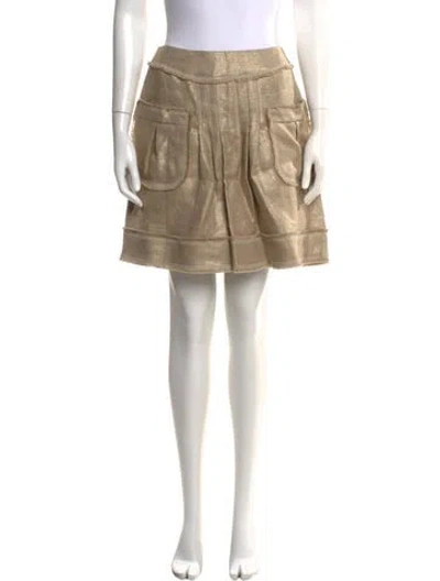 Pre-owned Oscar De La Renta Hemp Mini Skirt In Gold