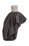 Oscar De La Renta High-low Silk-taffeta Gown In Brown