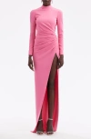Oscar De La Renta Draped Front Cady Gown In Pink