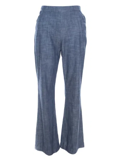 Pre-owned Oscar De La Renta High-waisted Wide-leg Trousers In Blue