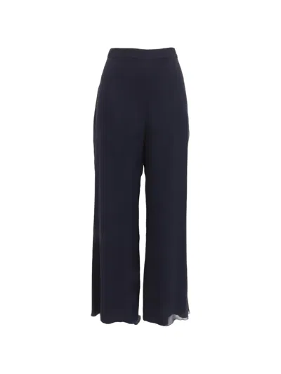 Pre-owned Oscar De La Renta High-waisted Wide-leg Trousers In Blue