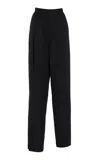 Oscar De La Renta High-waisted Wool Straight-leg Pants In Black