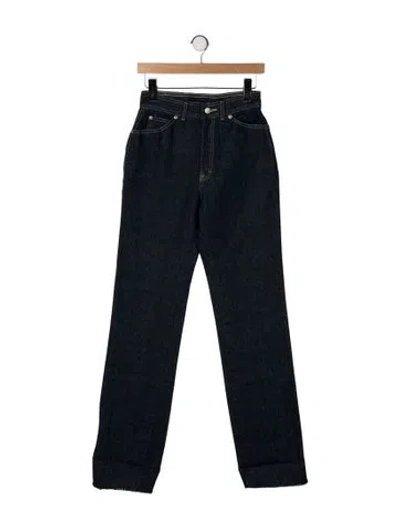 Pre-owned Oscar De La Renta High-rise Straight Leg Jeans In Blue