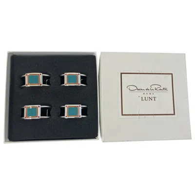 Pre-owned Oscar De La Renta Home Napkin Rings For Lunt Set Of 8 In Silver