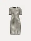 Oscar De La Renta Honeycomb Sequin Knit Dress In Gray