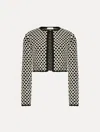 Oscar De La Renta Honeycomb Sequin Knit Crop Bolero Jacket In Black