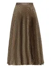 Oscar De La Renta Houndstooth Pleated Midi Skirt In Brown