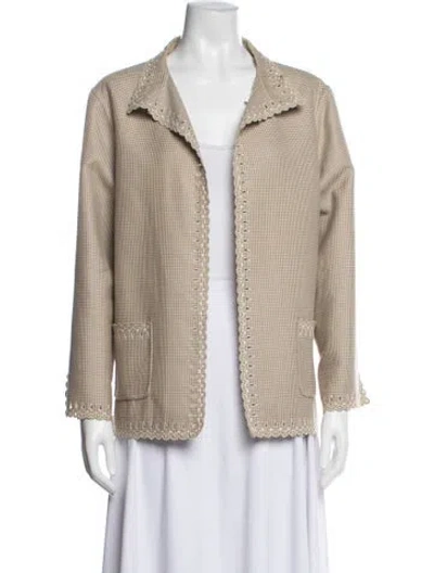 Pre-owned Oscar De La Renta Houndstooth Print Jacket In Neutrals
