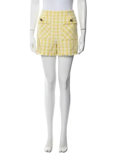 Pre-owned Oscar De La Renta Houndstooth Print Mini Shorts In Pink