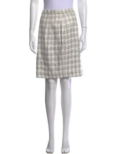Pre-owned Oscar De La Renta Houndstooth Print Mini Skirt In Neutrals