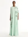 Oscar De La Renta Hoya Flower Cutout Caftan In Green