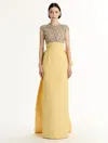Oscar De La Renta Hoya Flowers Crystal-embroidered Silk Gown In Multi