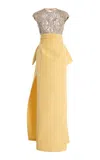 Oscar De La Renta Hoya Flowers Crystal-embroidered Silk Gown In Yellow
