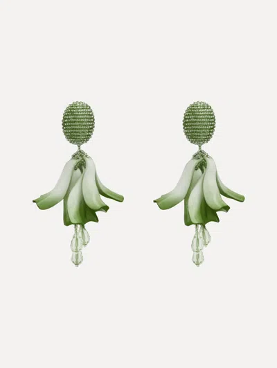 Oscar De La Renta Impatiens Clip-on Earrings In Green
