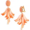 Oscar De La Renta Impatiens Petal Dangle Clip-on Earrings In Orange