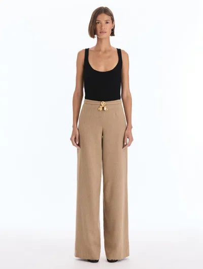 Oscar De La Renta Iris Belt Cashmere-blend Pant In Gray