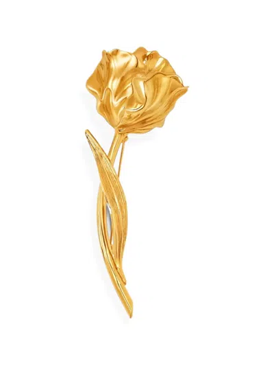 Oscar De La Renta Iris Bud Brooch In Gold