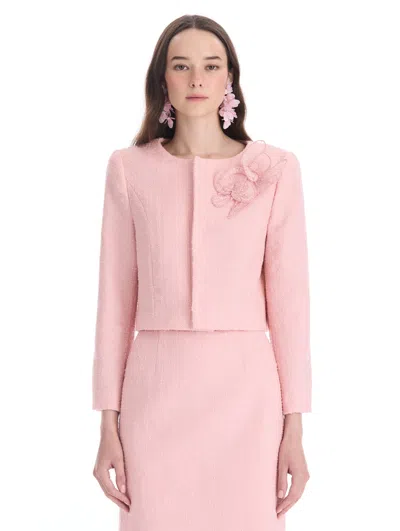 Oscar De La Renta Iris Sequin Guipure Appliqu Jacket In Pink
