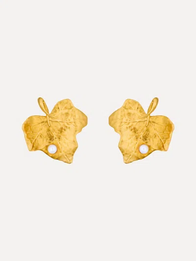 Oscar De La Renta Ivy Leaf Earrings In Gold
