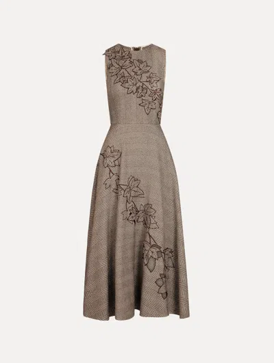 Oscar De La Renta Ivy Threadwork Cutout Dress In Brown