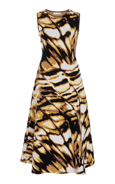 Oscar De La Renta Jacquard Knit Midi Dress In Print