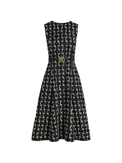 Oscar De La Renta Woven Denim Jacquard Midi Dress In Multi