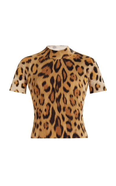 Oscar De La Renta Jaguar Knit Silk-blend Pullover In Beige Multi