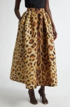 OSCAR DE LA RENTA OSCAR DE LA RENTA JAGUAR PRINT FAILLE MIDI SKIRT