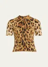 Oscar De La Renta Jaguar Knit Silk-blend Pullover In Beige Multi