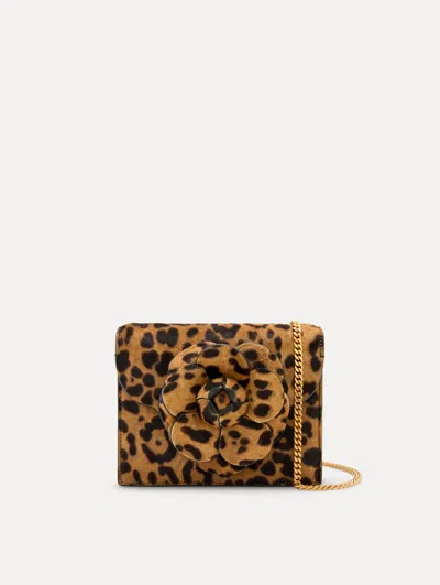 Oscar De La Renta Jaguar Printed Haircalf Mini Tro Bag In Brown
