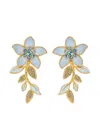 Oscar De La Renta Jasmin Vine Enamel Flower Drop Earrings In Gold