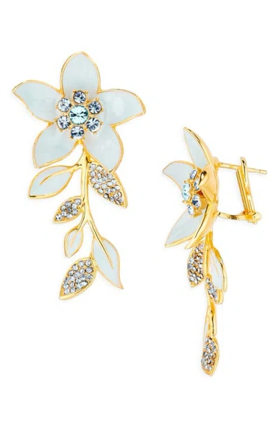 Oscar De La Renta Jasmin Vine Enamel Flower Drop Earrings In Blue