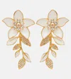 Oscar De La Renta Jasmine Vine Embellished Enamel Earrings In White