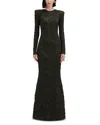 Oscar De La Renta Metallic Orchid Gown In Olive/olive