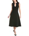 OSCAR DE LA RENTA OSCAR DE LA RENTA KEYHOLE SEAM DETAIL SILK-TRIM WOOL-BLEND MIDI DRESS