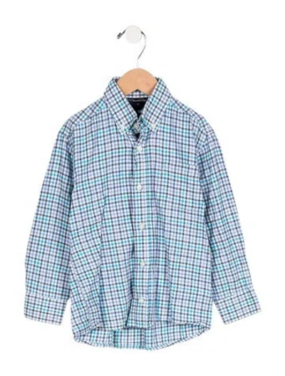 Pre-owned Oscar De La Renta Babies' Kids Boys Patterned Button Up Shirt In Blue