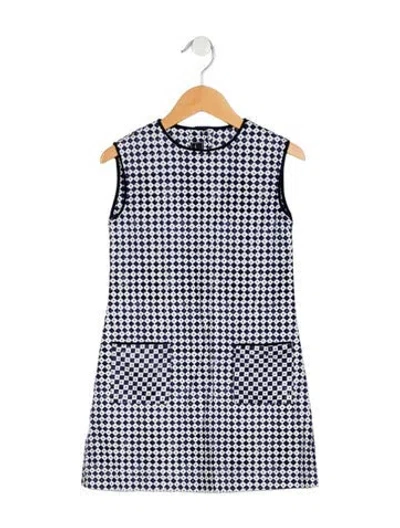 Pre-owned Oscar De La Renta Kids Girls Sleeveless Patterned Dress. In Blue